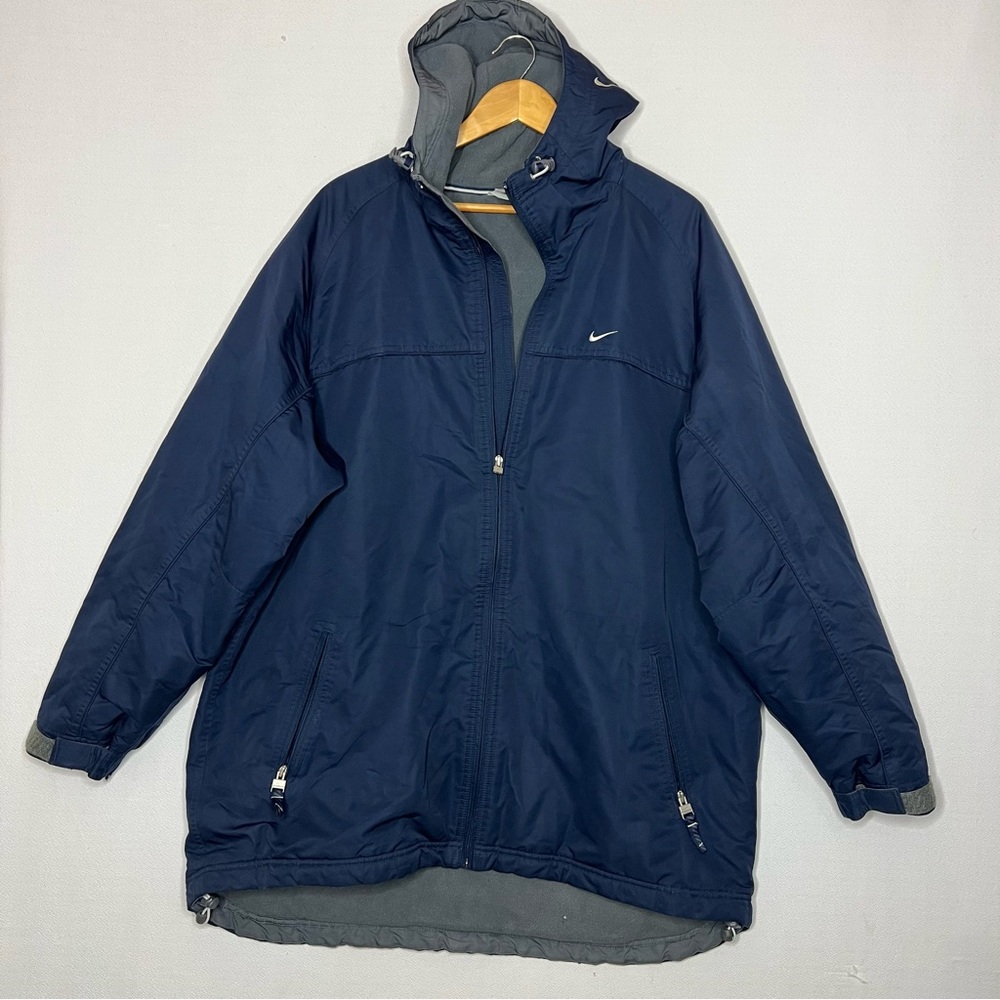 Vintage Nike Blue Bomber Y2K Full Zip Hooded Mens Outdoor Jacket Size XL